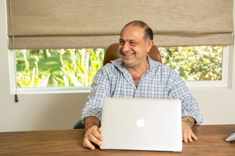Jewish man at computer